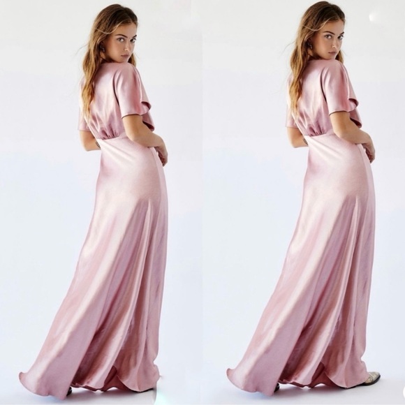 Free People‎ Beatrice Satin Maxi Dress Pink/rose size 8 NWT - Picture 3 of 16